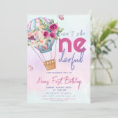 Pastel Hot Air Ballon Onederful 1e verjaardag Kaart (Staand voorkant)