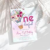 Pastel Hot Air Ballon Onederful 1e verjaardag Kaart