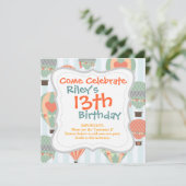 Pastel Hot Air-ballonnen die op een blauwe gestree Kaart (Staand voorkant)