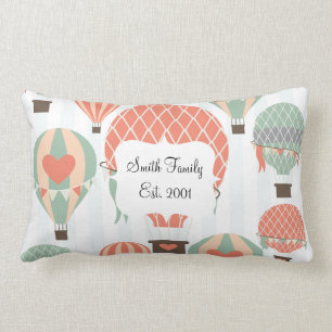 Pastel Hot Air-ballonnen die op een blauwe gestree Kussen