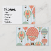 Pastel Hot Air-ballonnen die op een blauwe gestree Visitekaartje (Voorkant / Achterkant)