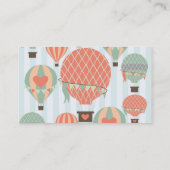 Pastel Hot Air-ballonnen die op een blauwe gestree Visitekaartje (Achterkant)