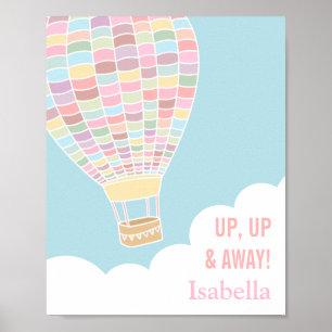 Pastel Hot Air Balloon Girls Room Decor Poster