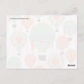 Pastel Hot Air-luchtballonnen stijgende roze gestr Briefkaart (Achterkant)