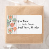 Pastel Hot Air-luchtballonnen stijgende roze gestr Etiket (Insitu)