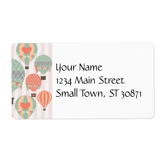 Pastel Hot Air-luchtballonnen stijgende roze gestr Etiket (Voorkant)