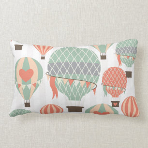 Pastel Hot Air-luchtballonnen stijgende roze gestr Kussen