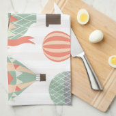 Pastel Hot Air-luchtballonnen stijgende roze gestr Theedoek (Quarter Fold)