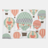 Pastel Hot Air-luchtballonnen stijgende roze gestr Theedoek (Horizontaal)