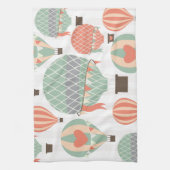 Pastel Hot Air-luchtballonnen stijgende roze gestr Theedoek (Verticaal)