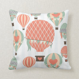 Pastel Hot Air-luchtballons, vleugelslag Kussen