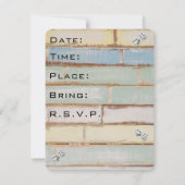 pastel hout bunco party uitnodiging (Achterkant)