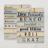 pastel hout bunco party uitnodiging (Voorkant / Achterkant)