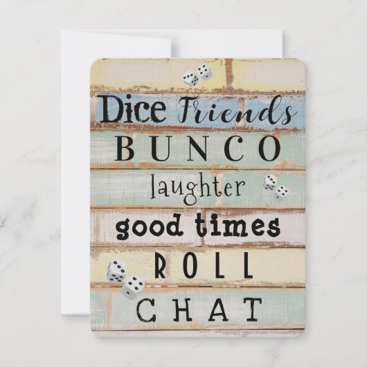 pastel hout bunco party uitnodiging (Voorkant)