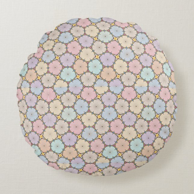 Pastel houten plakjes tekening rond kussen (Voorkant)