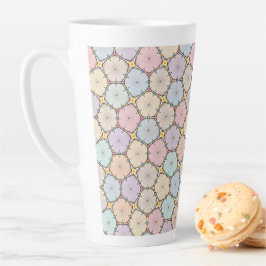 Pastel Houten Schijfjes Tekening Latte Mok