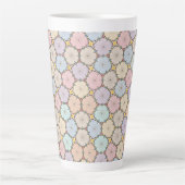 Pastel Houten Schijfjes Tekening Latte Mok (Voorkant)