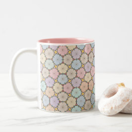 Pastel Houten Schijfjes Tekening Tweekleurige Koffiemok