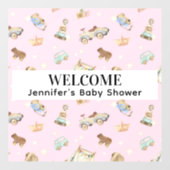 Pastel  Houten Speelgoed Patroon Roze Baby shower Raamsticker (Vel)