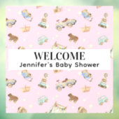 Pastel  Houten Speelgoed Patroon Roze Baby shower Raamsticker (Vel 3)