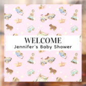 Pastel  Houten Speelgoed Patroon Roze Baby shower Raamsticker (Vel 2)