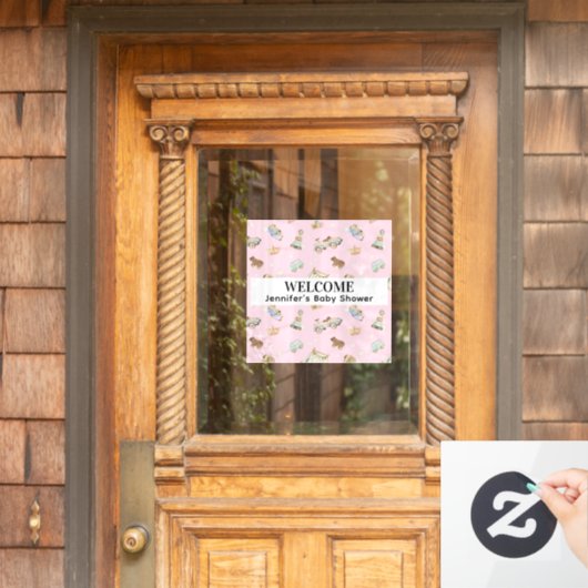 Pastel  Houten Speelgoed Patroon Roze Baby shower Raamsticker (Huis Deur)