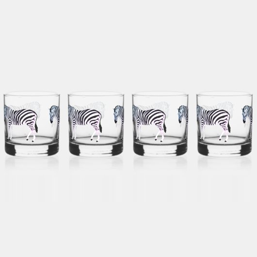 Pastel Hue Zebra Print Drinkware Set Whisky Glas (Voorkant)