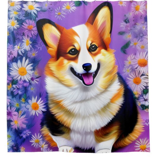 Pastel Hues Corgi Douchegordijn (Voorkant)