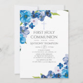 Pastel Hues of Blue Floral Baptism of Christening Kaart (Voorkant)