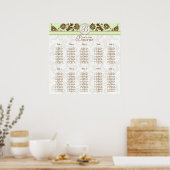 Pastel Hues Victoriaans Floral Damask Seast Chart Poster (Keuken)