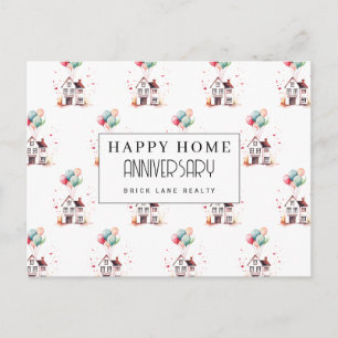 Pastel Huis Ballonnen Thuis Jubileumfeest Briefkaart