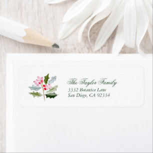 Pastel Hulstbes Mistletoe Kerst Retouradres Etiket