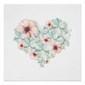 Pastel Hydrangea Floral Heart Poster Print (Voorkant)