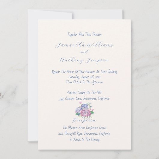 Pastel Hydrangea Flowers Weddenschap Kaart (Achterkant)