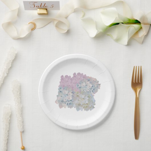 Pastel Hydrangea Papieren Borden Bordje (Huwelijk)
