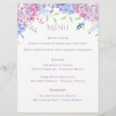 Pastel Hydrangeas bruiloft Menu (Achterkant)