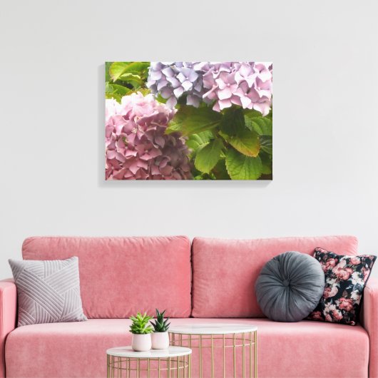 Pastel Hydrangeas Canvas Afdruk (Insitu (Woonkamer))