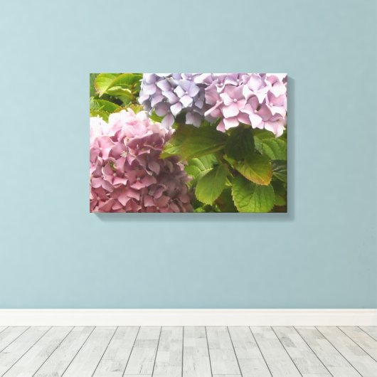 Pastel Hydrangeas Canvas Afdruk (Insitu (Houten vloer))