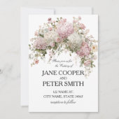 Pastel hydrangea's en rozen Budget Bruiloft Kaart (Voorkant)