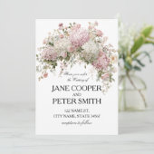 Pastel hydrangea's en rozen Budget Bruiloft Kaart (Staand voorkant)