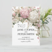Pastel hydrangea's en rozen Budget Bruiloft Kaart (Staand voorkant)