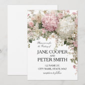 Pastel hydrangea's en rozen Budget Bruiloft Kaart (Voorkant / Achterkant)