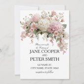 Pastel hydrangea's en rozen Budget Bruiloft Kaart (Voorkant)