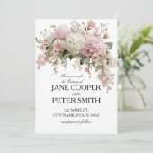 Pastel hydrangea's en rozen Budget Bruiloft Kaart (Staand voorkant)