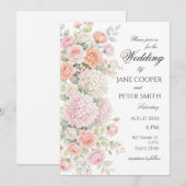 Pastel hydrangea's en rozen. Budget Bruiloft Kaart (Voorkant / Achterkant)