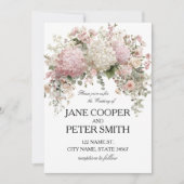 Pastel hydrangea's en rozen Budget Bruiloft Kaart (Voorkant)