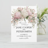 Pastel hydrangea's en rozen Budget Bruiloft Kaart (Staand voorkant)