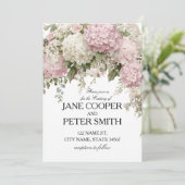 Pastel hydrangea's en rozen Budget Bruiloft Kaart (Staand voorkant)