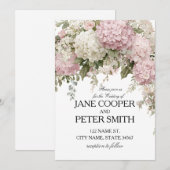 Pastel hydrangea's en rozen Budget Bruiloft Kaart (Voorkant / Achterkant)