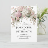 Pastel hydrangea's en rozen Budget Bruiloft Kaart (Staand voorkant)